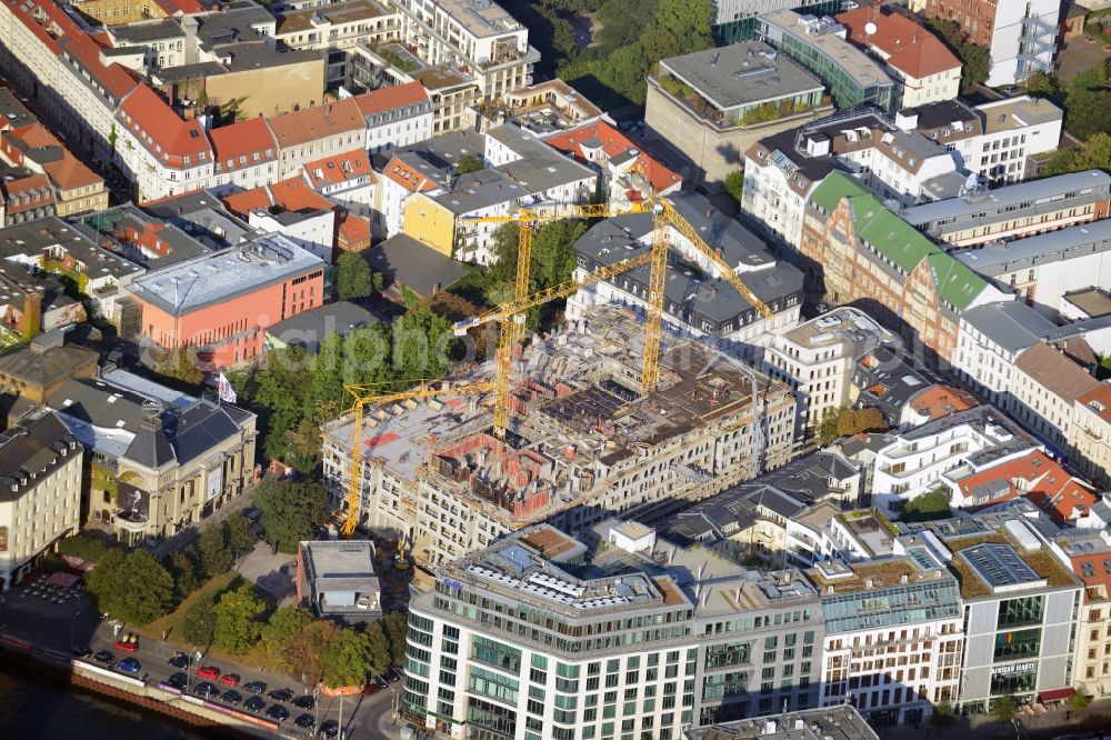 Berlin from the bird's eye view: Building site of the new build project Am Zirkus in the city centre Mitte