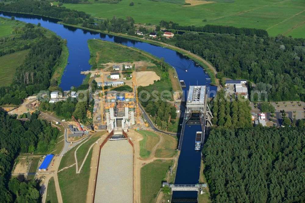 Aerial photograph Niederfinow - The new building of the boat lift Niederfinow