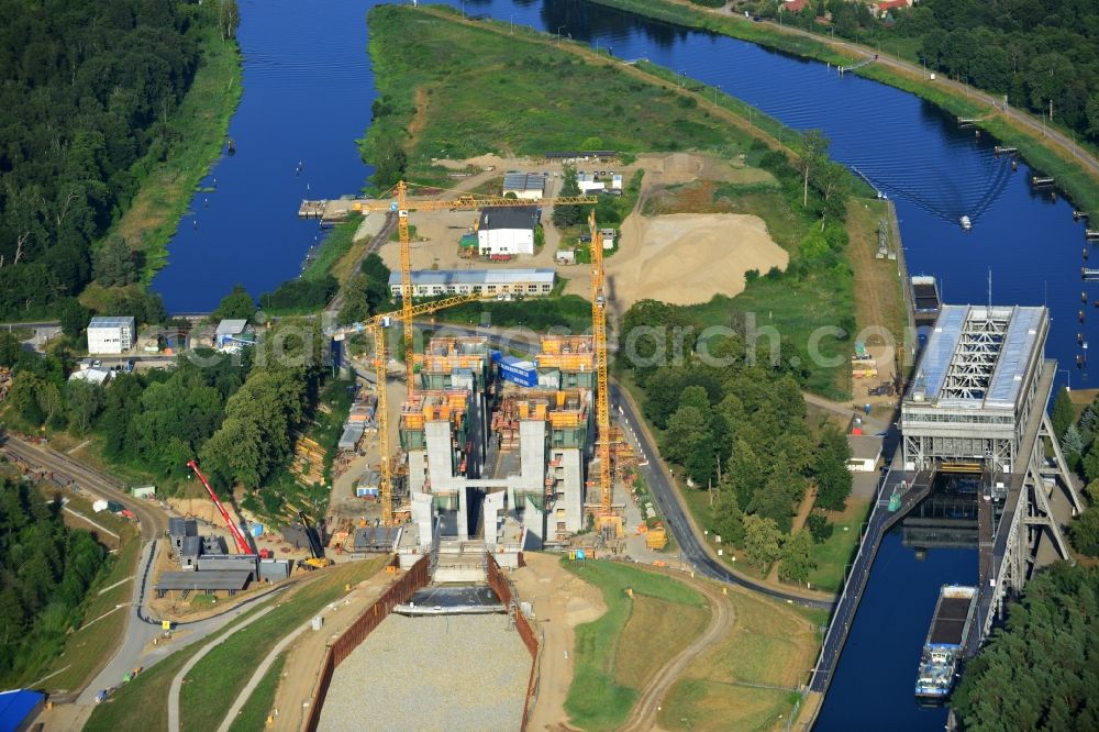 Niederfinow from above - The new building of the boat lift Niederfinow