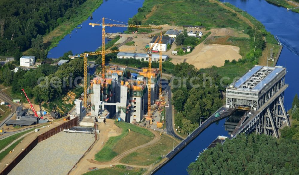 Aerial image Niederfinow - The new building of the boat lift Niederfinow