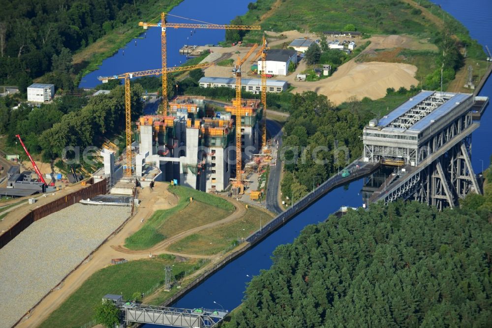 Aerial photograph Niederfinow - The new building of the boat lift Niederfinow