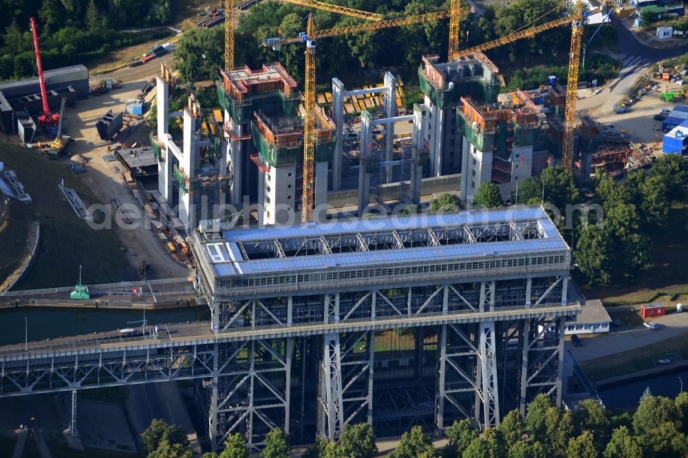 Niederfinow from above - The new building of the boat lift Niederfinow