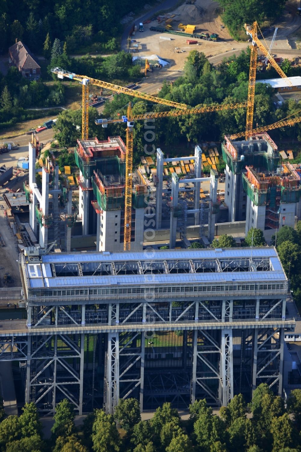 Niederfinow from the bird's eye view: The new building of the boat lift Niederfinow