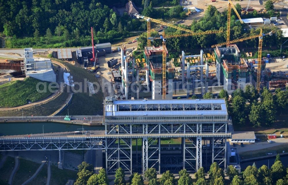 Aerial image Niederfinow - The new building of the boat lift Niederfinow