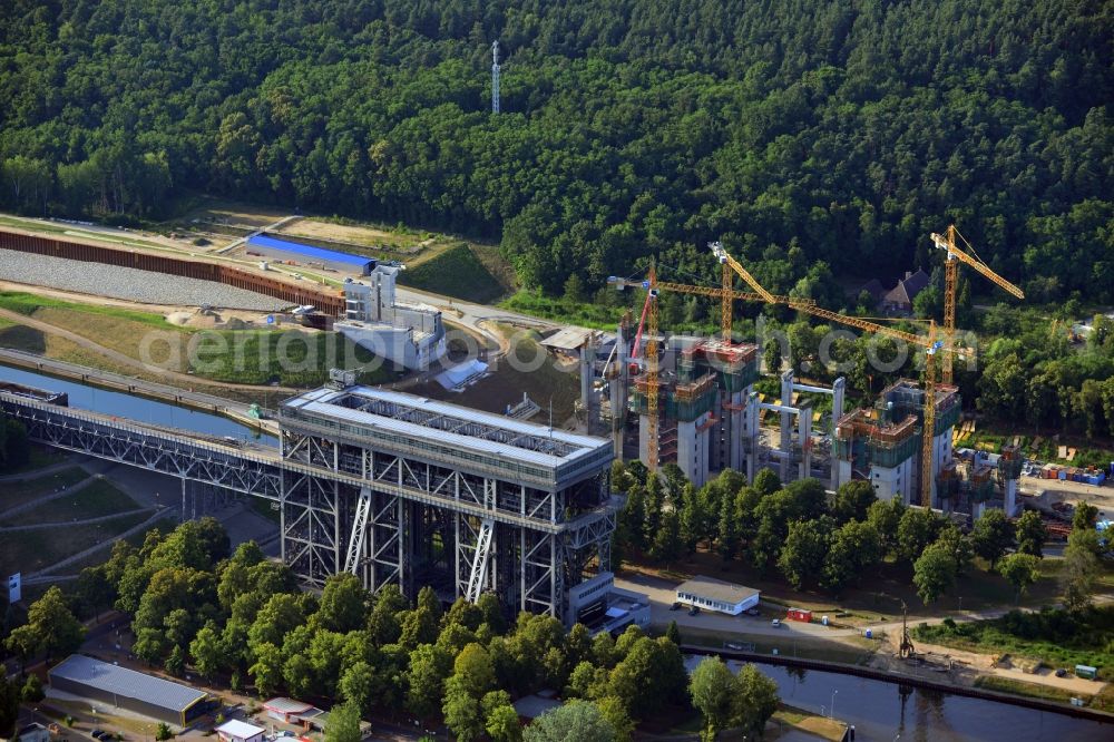 Aerial photograph Niederfinow - The new building of the boat lift Niederfinow