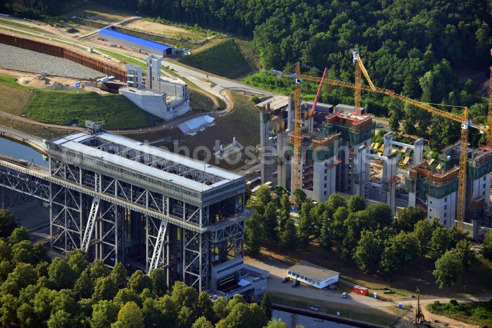 Niederfinow from above - The new building of the boat lift Niederfinow