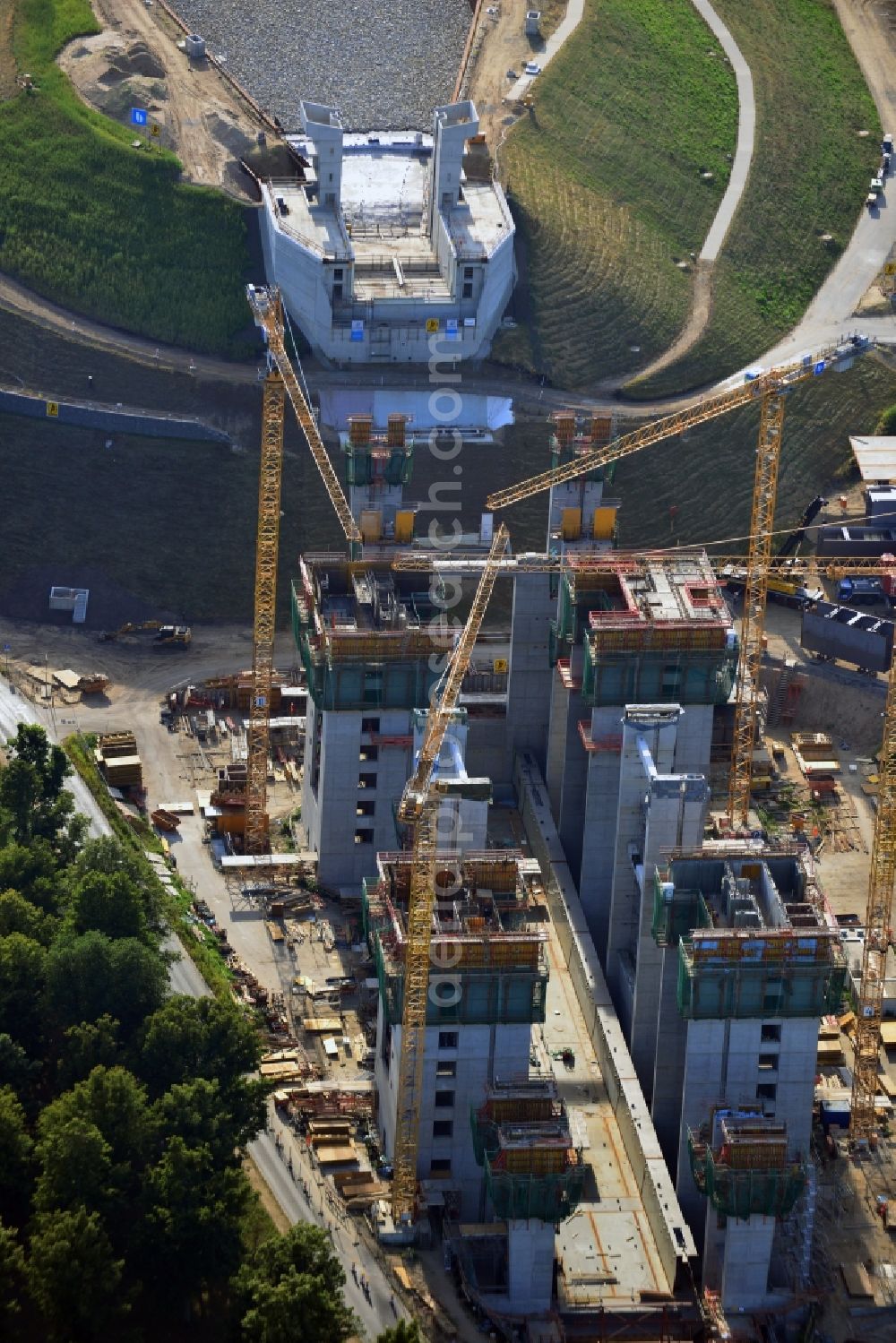 Aerial photograph Niederfinow - The new building of the boat lift Niederfinow