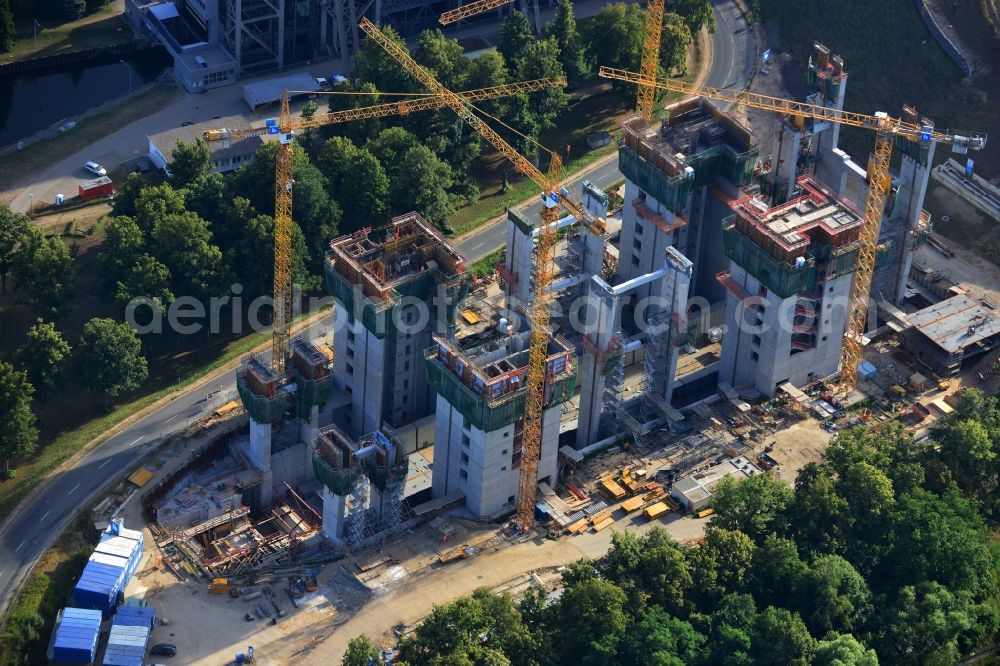 Aerial image Niederfinow - The new building of the boat lift Niederfinow