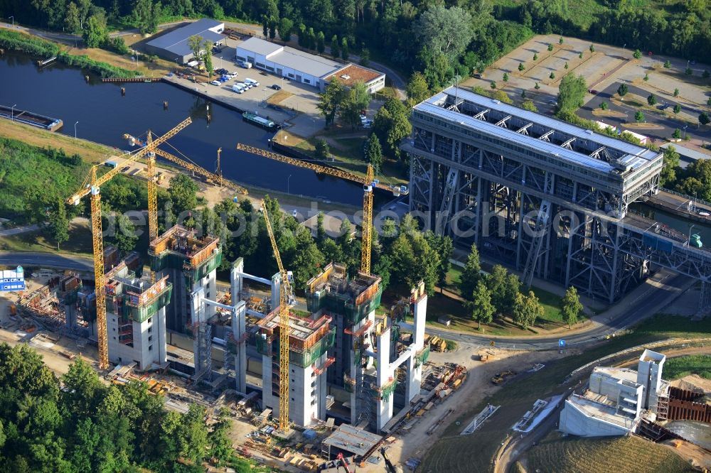 Aerial image Niederfinow - The new building of the boat lift Niederfinow