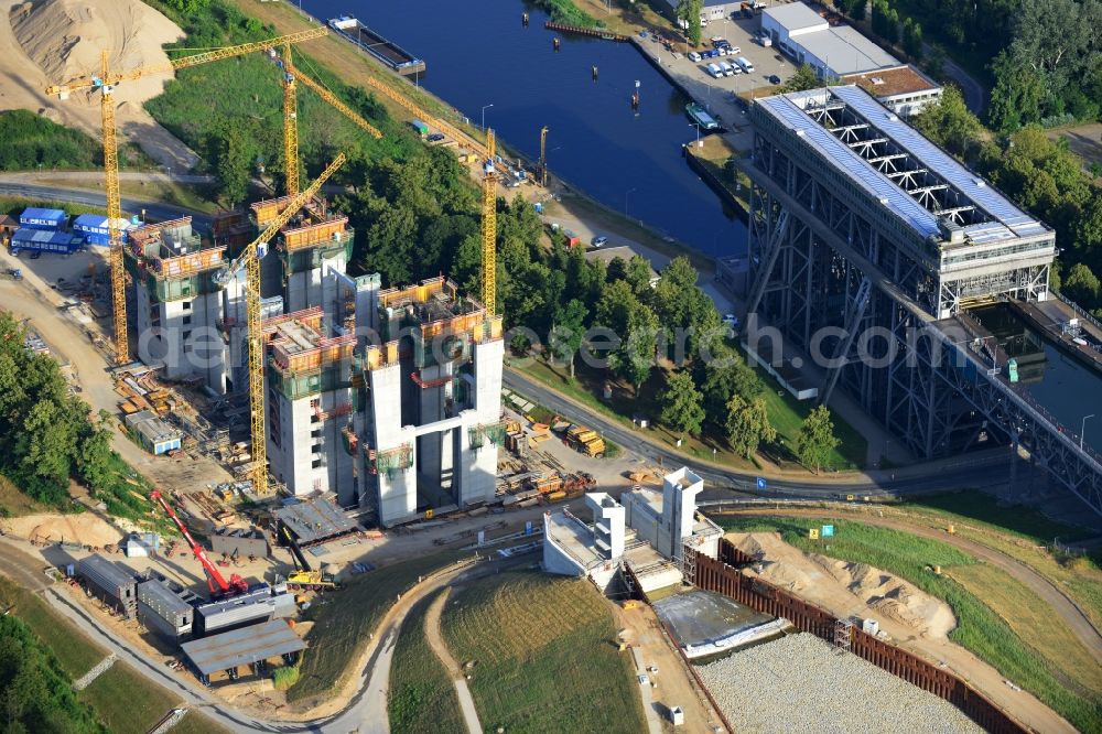 Aerial photograph Niederfinow - The new building of the boat lift Niederfinow