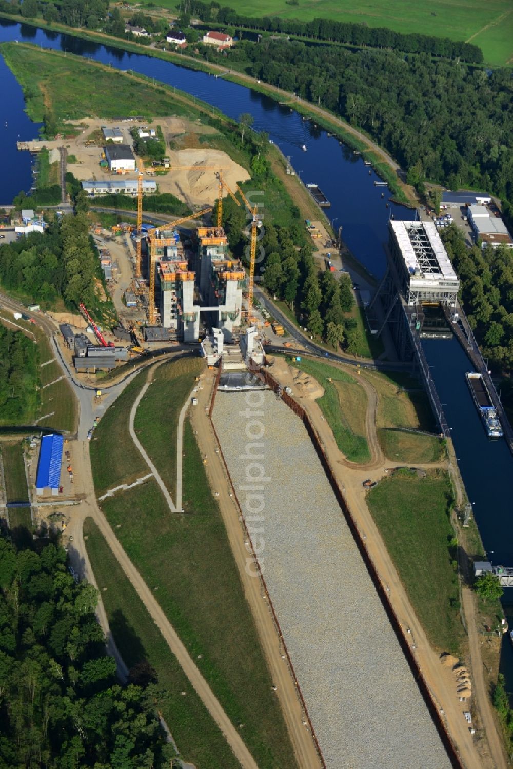 Niederfinow from the bird's eye view: The new building of the boat lift Niederfinow