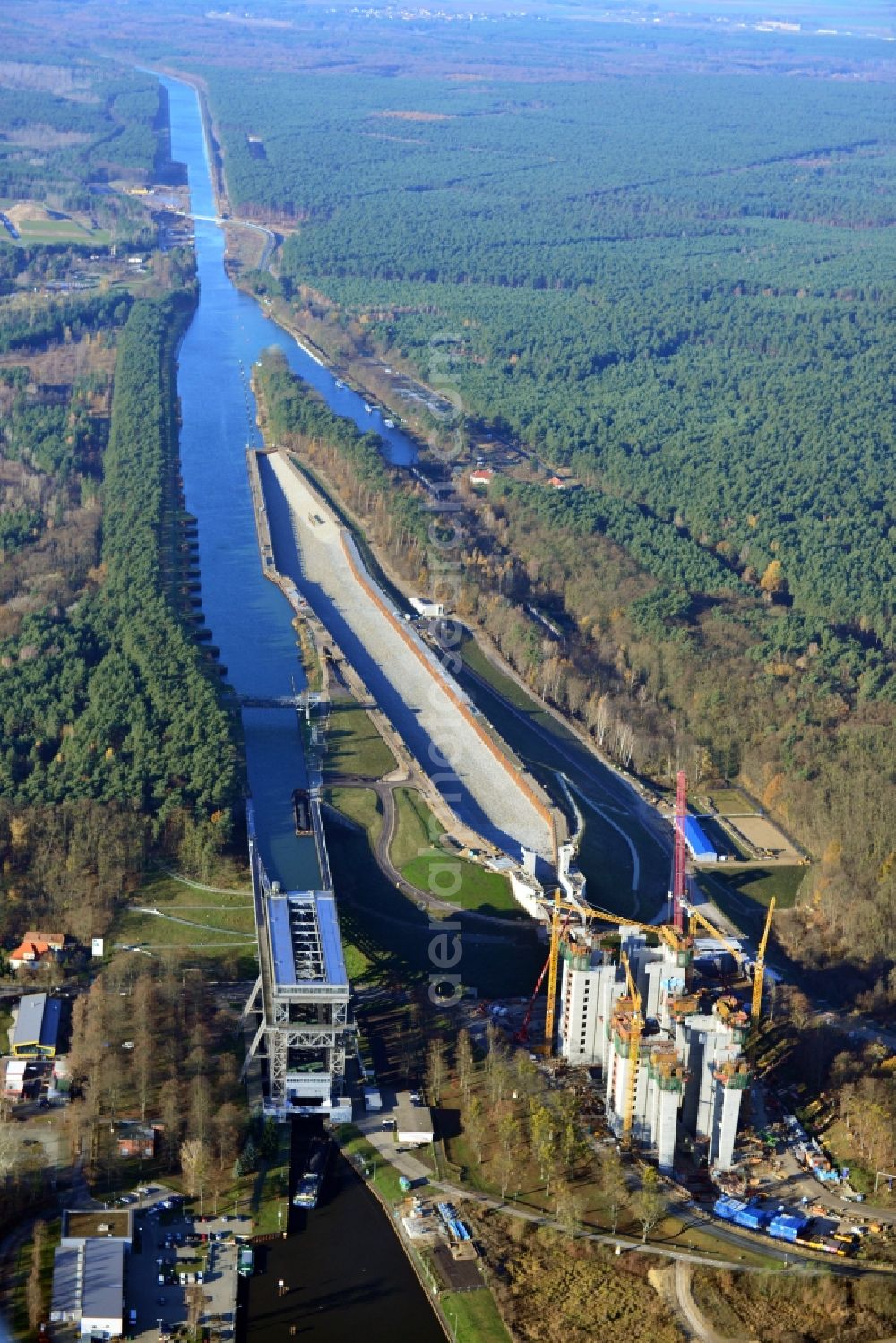 Niederfinow from the bird's eye view: The new building of the boat lift Niederfinow