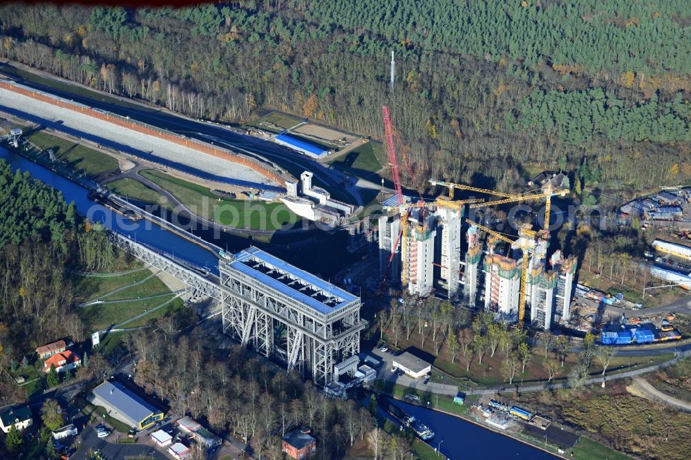 Niederfinow from above - The new building of the boat lift Niederfinow