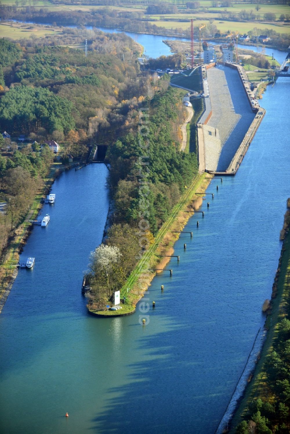 Aerial photograph Niederfinow - The new building of the boat lift Niederfinow