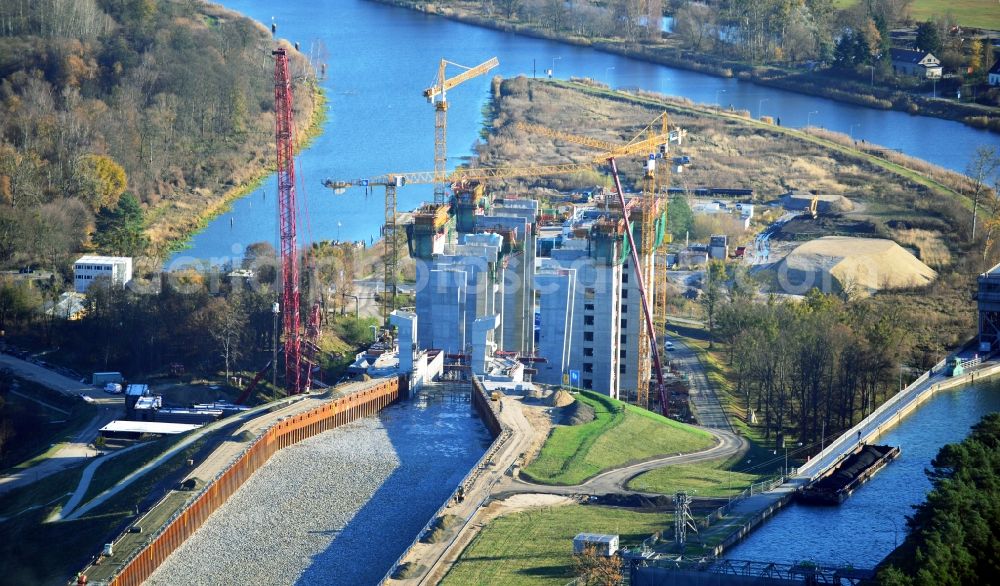 Aerial photograph Niederfinow - The new building of the boat lift Niederfinow