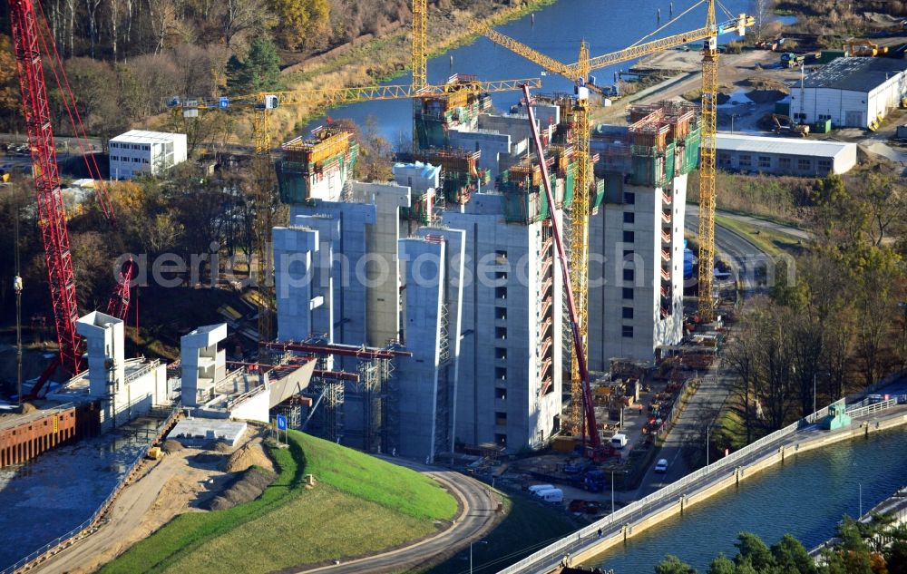 Aerial image Niederfinow - The new building of the boat lift Niederfinow