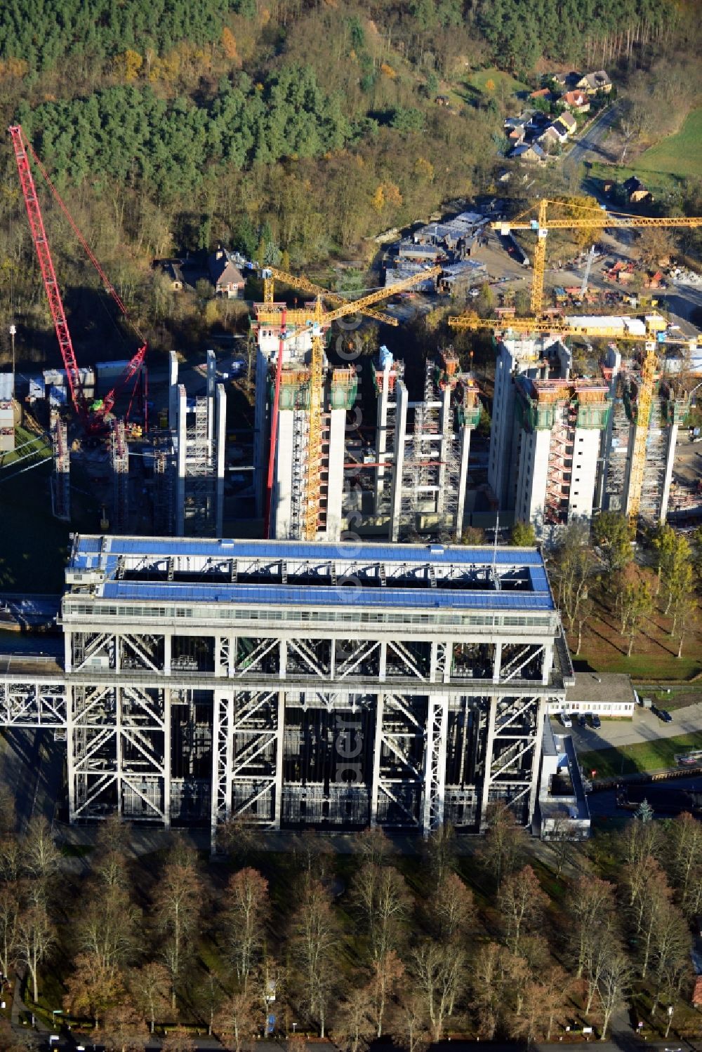 Niederfinow from the bird's eye view: The new building of the boat lift Niederfinow