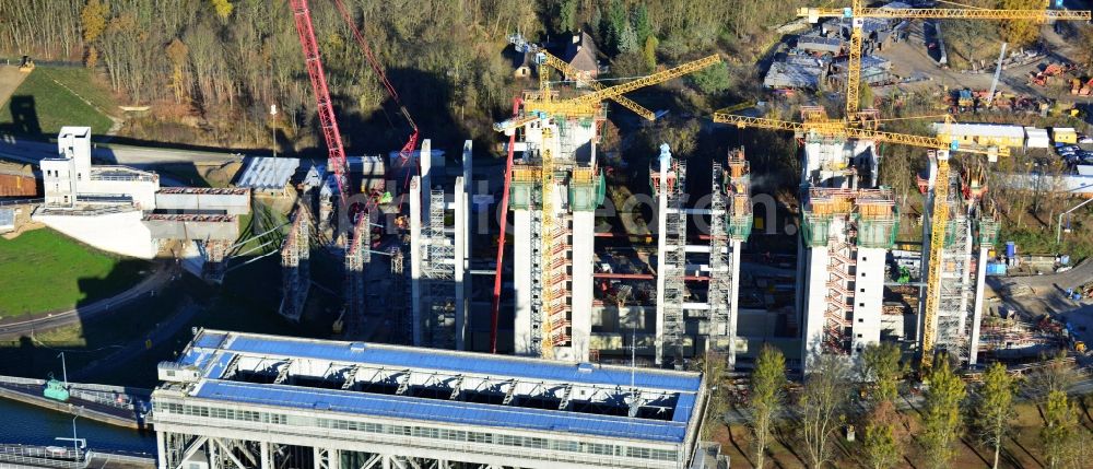 Aerial image Niederfinow - The new building of the boat lift Niederfinow