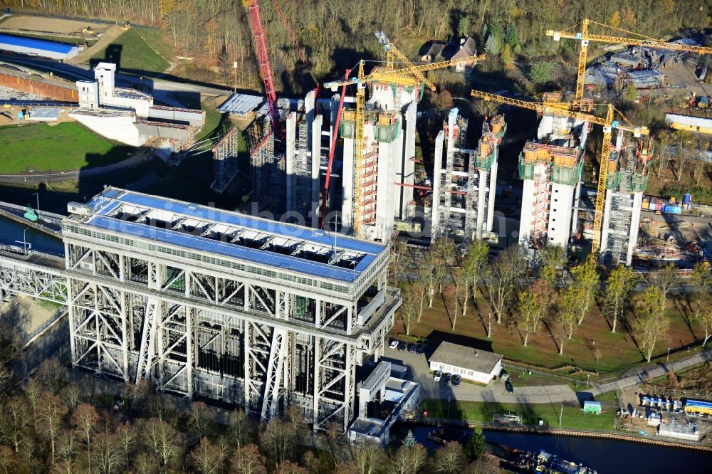 Aerial photograph Niederfinow - The new building of the boat lift Niederfinow