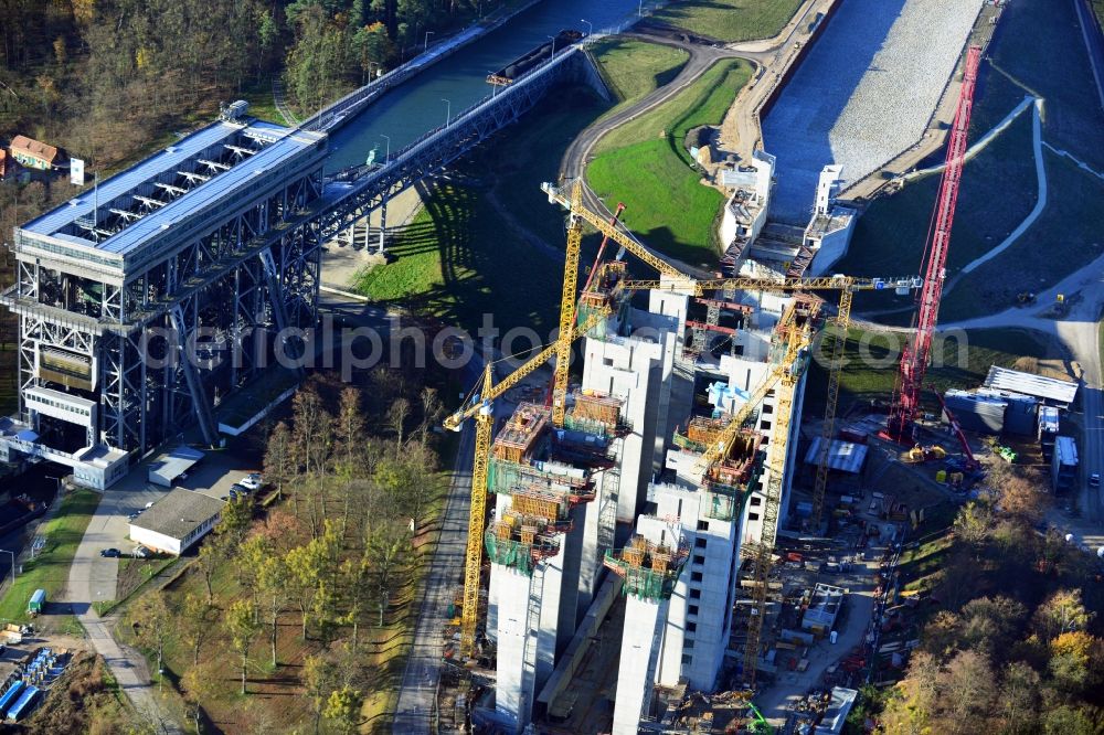 Aerial image Niederfinow - The new building of the boat lift Niederfinow