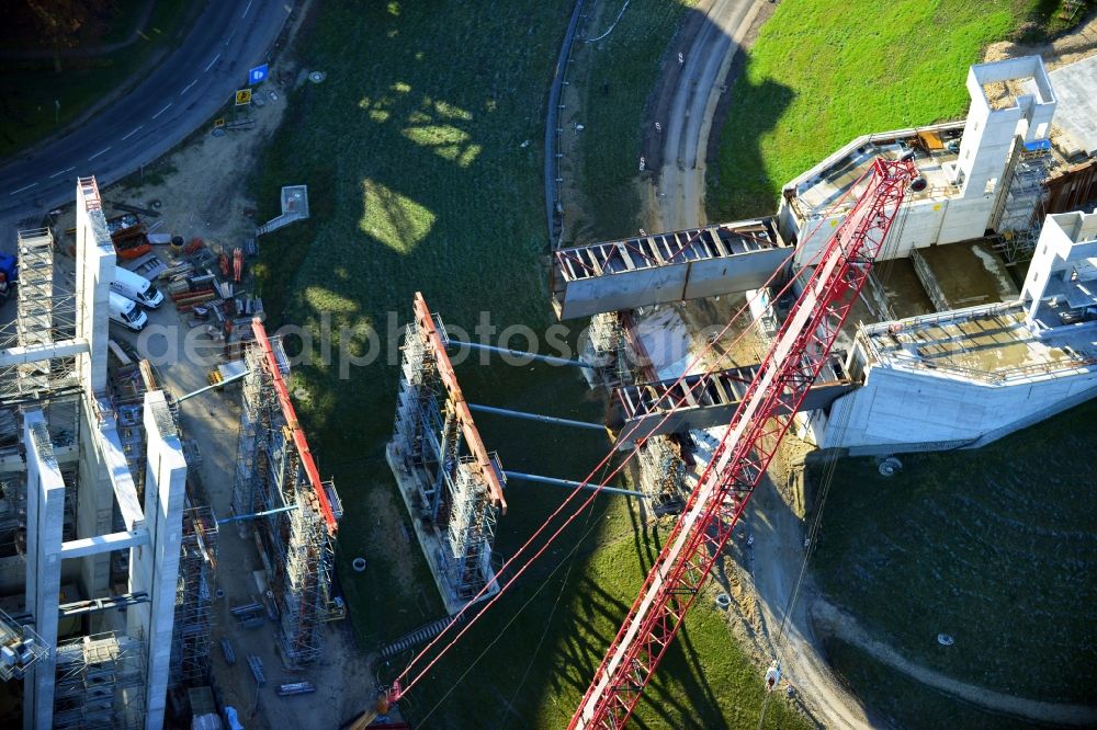 Niederfinow from above - The new building of the boat lift Niederfinow