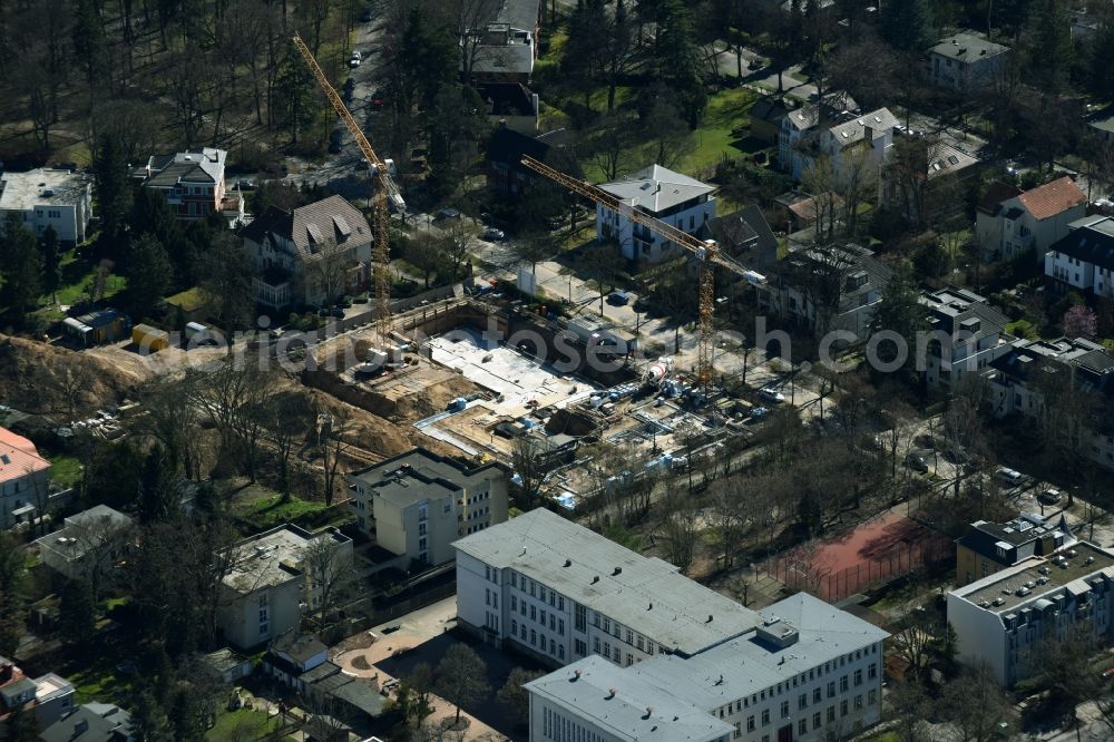 Berlin from above - Construction site of a new build retirement home at the Promenadenstrasse in Lichterfelde in Berlin