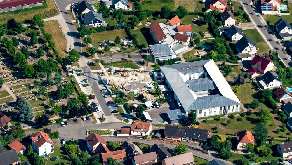 Aerial image Neuried - Construction site of a new build retirement home Altenheim in Neuried in the state Baden-Wuerttemberg, Germany