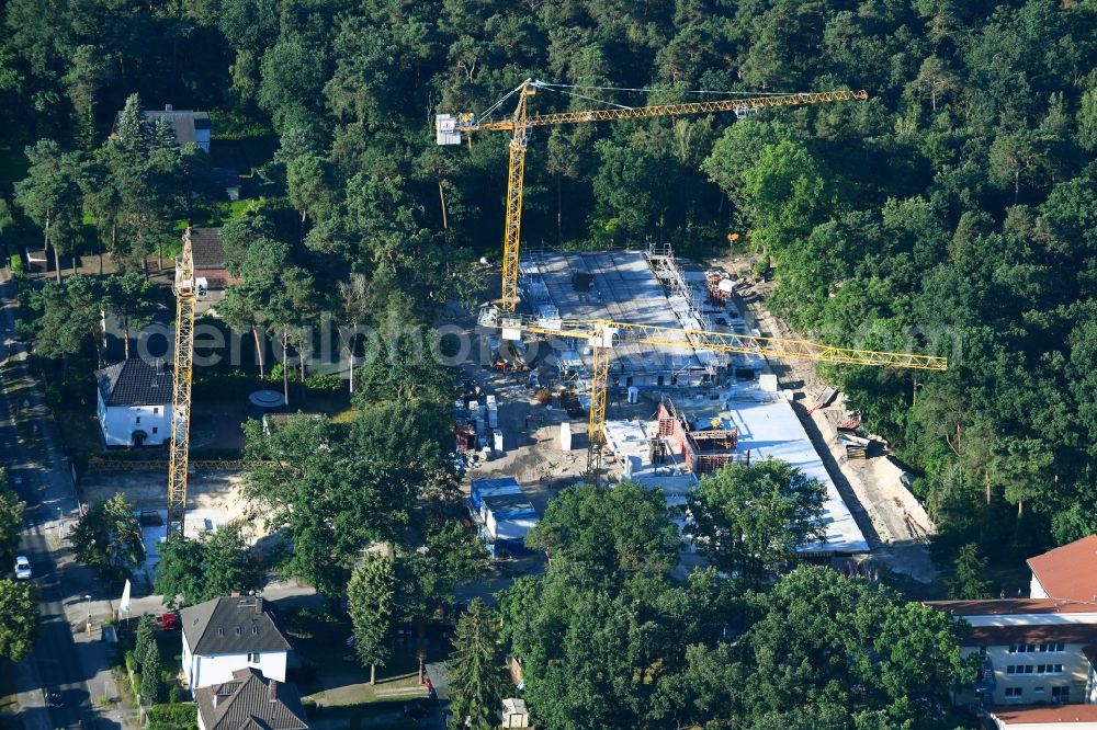 Berlin from the bird's eye view: Construction site of a new build retirement home - Wohnheimes on Koepenicker Strasse in the district Biesdorf in Berlin, Germany