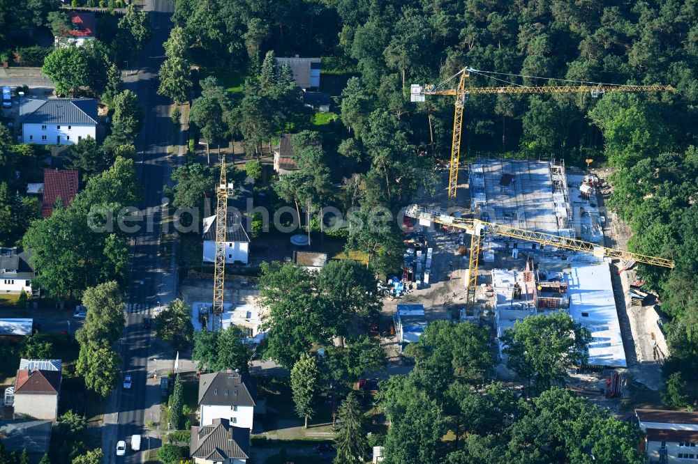 Aerial photograph Berlin - Construction site of a new build retirement home - Wohnheimes on Koepenicker Strasse in the district Biesdorf in Berlin, Germany