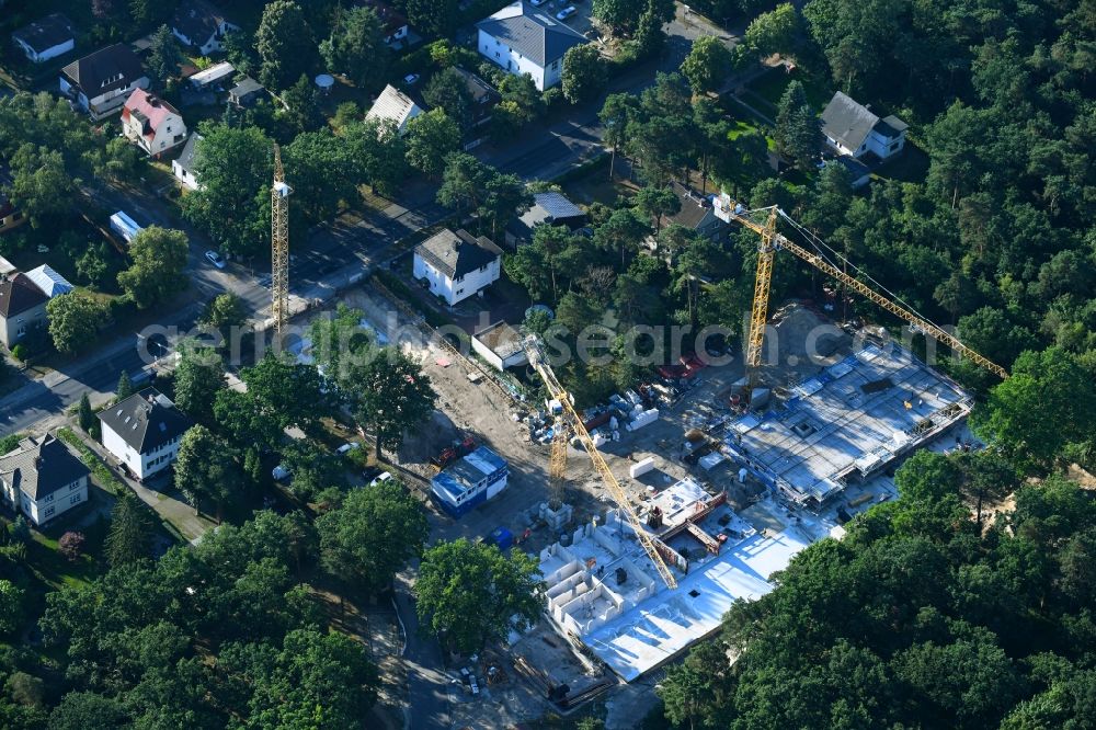 Berlin from above - Construction site of a new build retirement home - Wohnheimes on Koepenicker Strasse in the district Biesdorf in Berlin, Germany