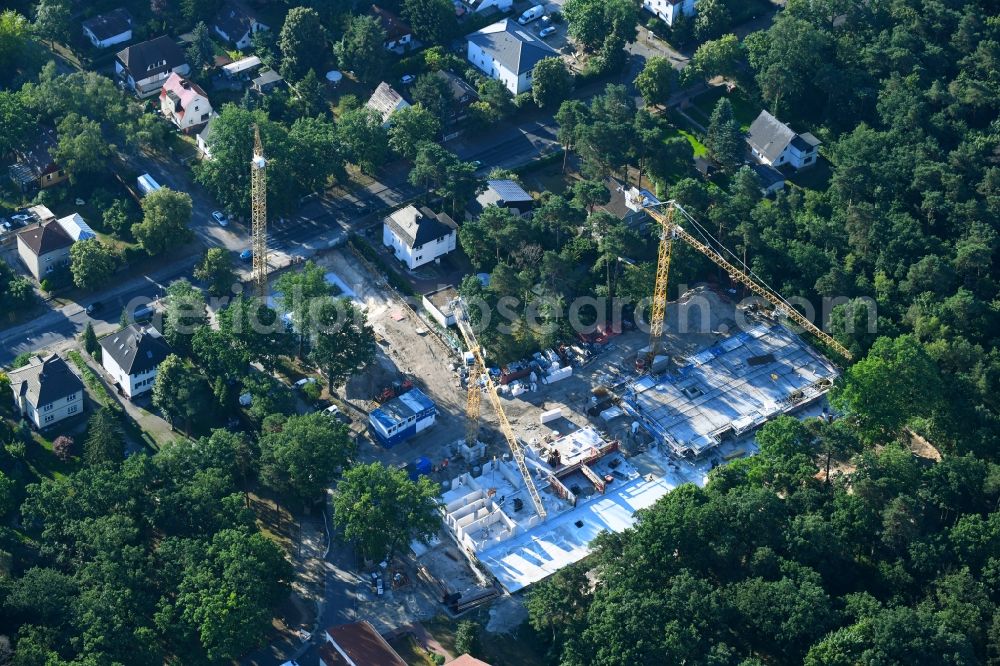 Berlin from the bird's eye view: Construction site of a new build retirement home - Wohnheimes on Koepenicker Strasse in the district Biesdorf in Berlin, Germany