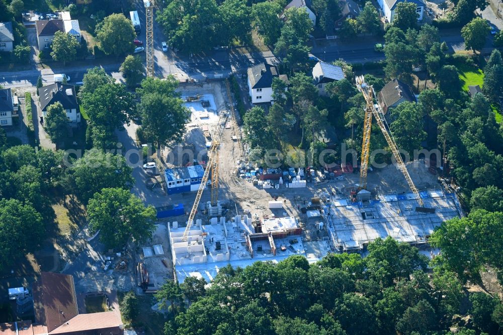 Aerial photograph Berlin - Construction site of a new build retirement home - Wohnheimes on Koepenicker Strasse in the district Biesdorf in Berlin, Germany