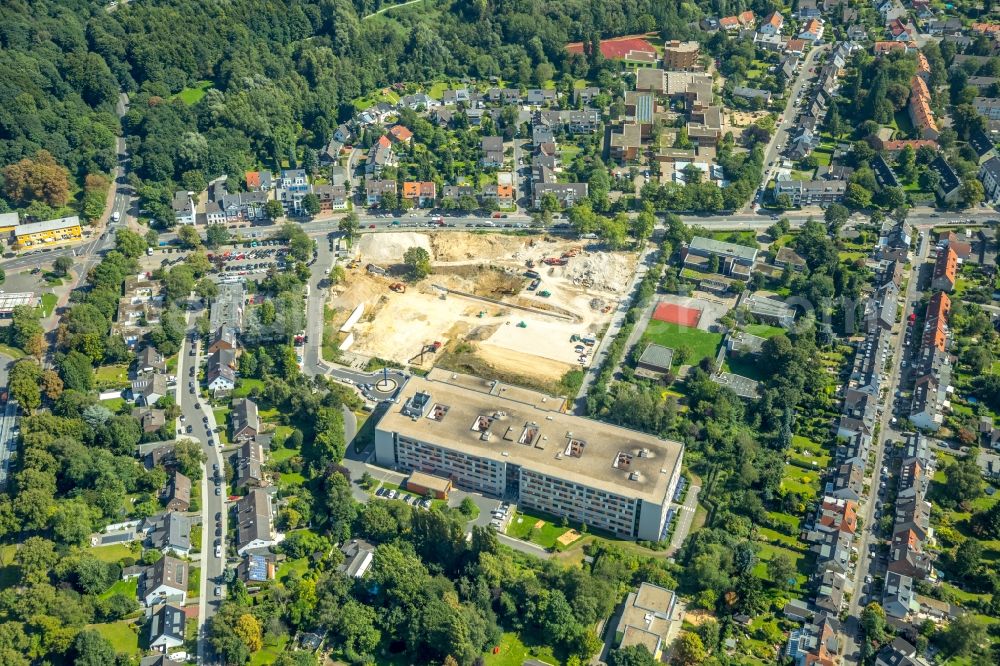 Düsseldorf from above - Construction site of a new build retirement home on Graeulinger Strasse in Gerresheim in Duesseldorf in the state North Rhine-Westphalia, Germany