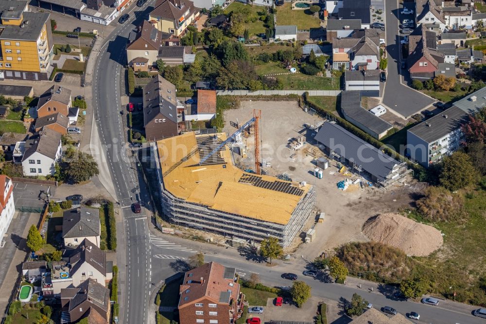 Aerial photograph Hamm - Construction site of a new build retirement home on Waldenburger Strasse - Holzstrasse in the district Herringen in Hamm in the state North Rhine-Westphalia, Germany