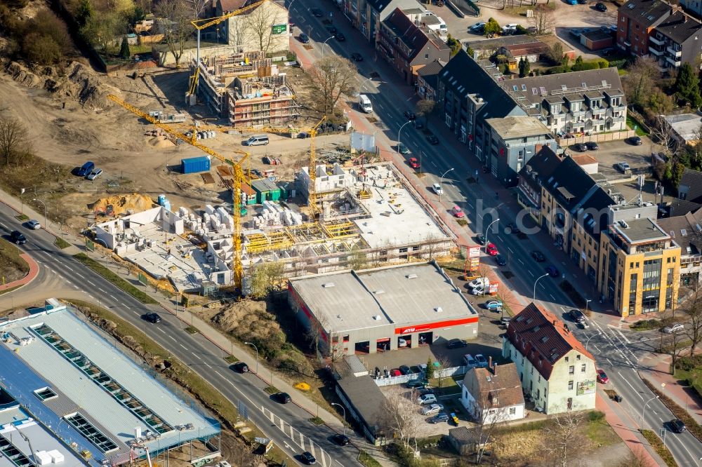 Aerial photograph Dorsten - Construction site of a new build retirement home BELLINI-Seniorenresidenz on Halterner Strasse in the district Hervest in Dorsten in the state North Rhine-Westphalia