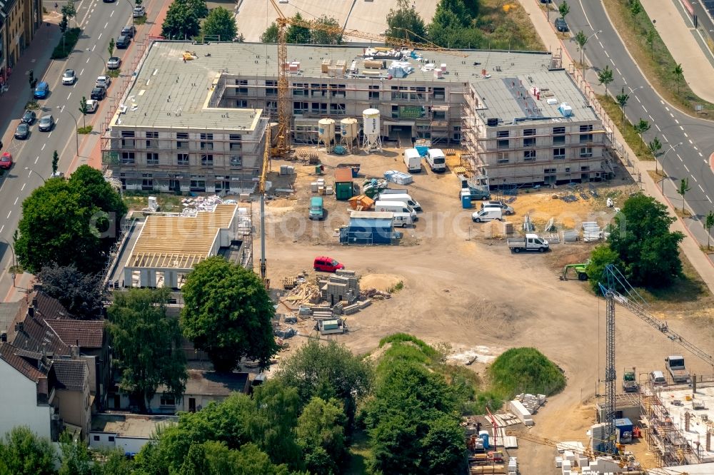 Aerial photograph Dorsten - Construction site of a new build retirement home BELLINI-Seniorenresidenz on Halterner Strasse in the district Hervest in Dorsten in the state North Rhine-Westphalia