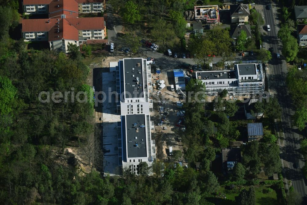 Berlin from above - Construction site of a new build retirement home - Wohnheimes on Koepenicker Strasse in the district Koepenick in Berlin, Germany