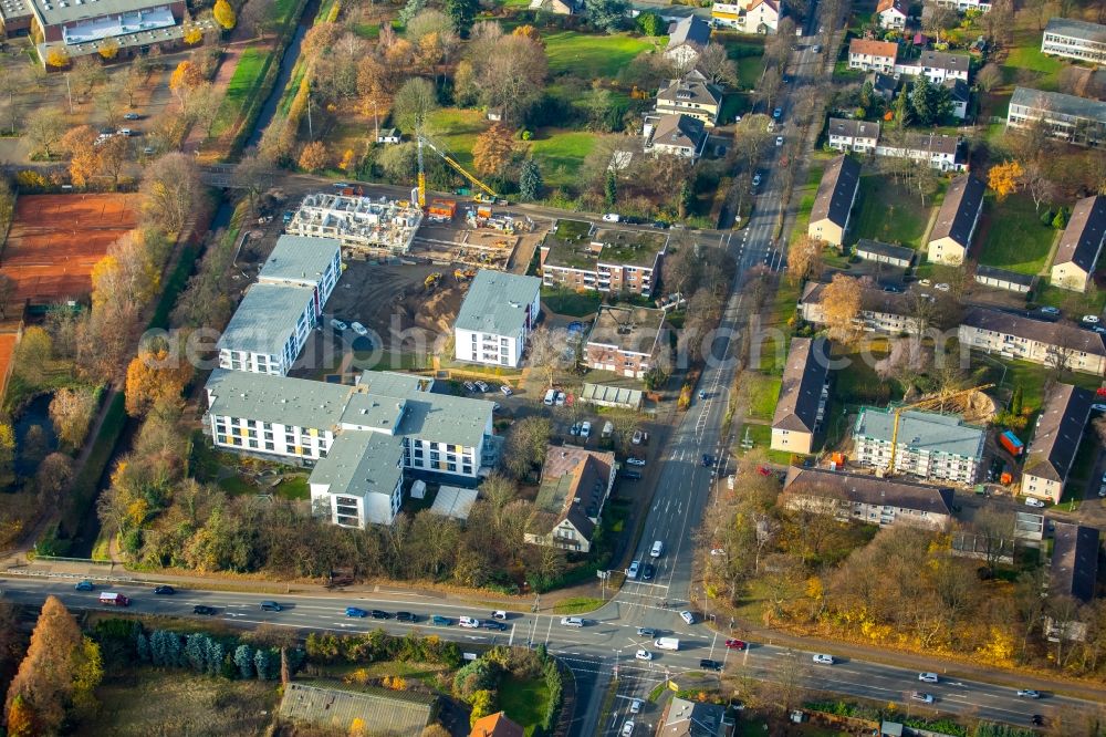 Dinslaken from above - Construction site of a new build retirement home Wilhelm-Lantermann-Haus on the Gneisenaustrasse in the district Ruhr Metropolitan Area in Dinslaken in the state North Rhine-Westphalia