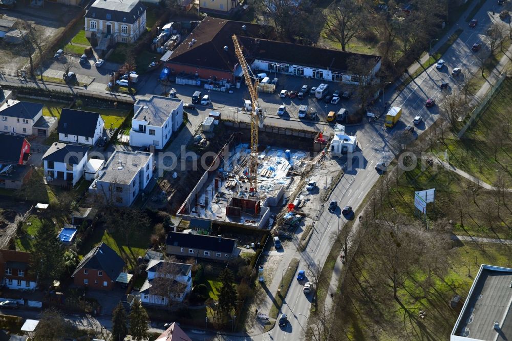 Aerial photograph Stahnsdorf - Construction site of a new build retirement home on Wilhelm-Kuelz-Strasse in Stahnsdorf in the state Brandenburg, Germany