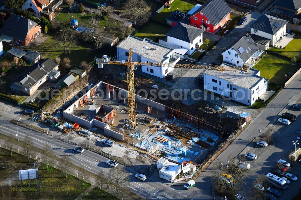 Aerial image Stahnsdorf - Construction site of a new build retirement home on Wilhelm-Kuelz-Strasse in Stahnsdorf in the state Brandenburg, Germany