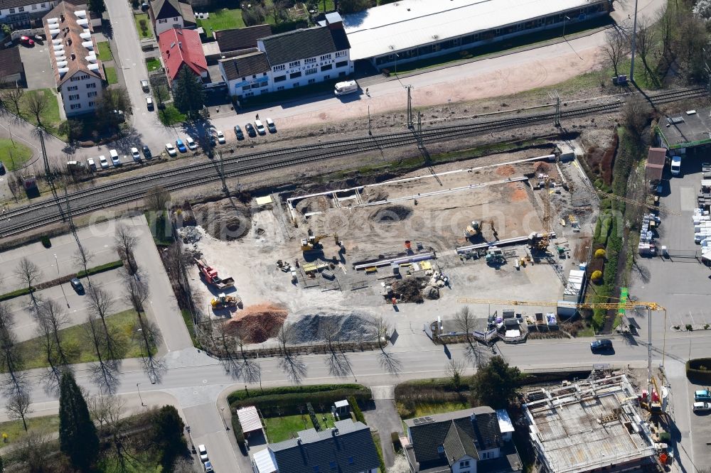 Aerial image Schopfheim - Construction works for store of the supermarket Aldi Sued in Schopfheim in the state Baden-Wurttemberg, Germany