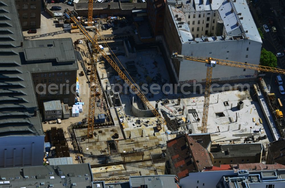 Berlin Mitte from above - Construction site for a new hotel on the Titanic Chausseestraße - Zinnowitzer street in Berlin - Mitte