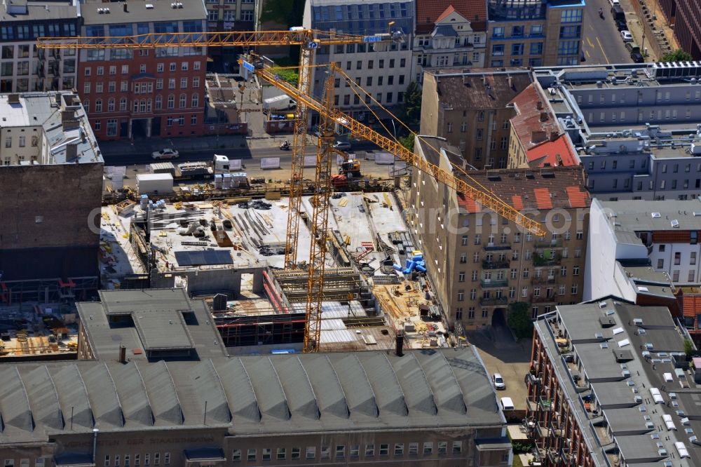 Berlin Mitte from above - Construction site for a new hotel on the Titanic Chausseestraße - Zinnowitzer street in Berlin - Mitte