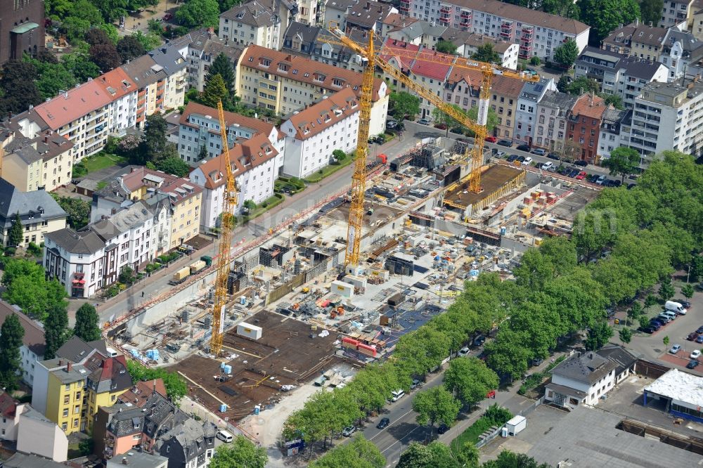 Aerial image Frankfurt am Main - Construction site to build a new multi-family residential complex Alea im Gallus at the road Neuenhainer Strasse in Frankfurt in the state Hesse. A project of the GWH Bauprojekte GmbH