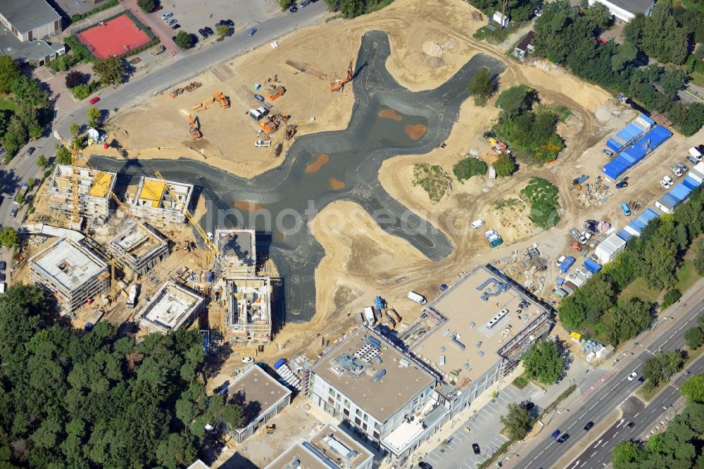 Berlin Dahlem from the bird's eye view: Building construction residential complex Five morning Dahlem Urban Village of STOFANEL group in Berlin