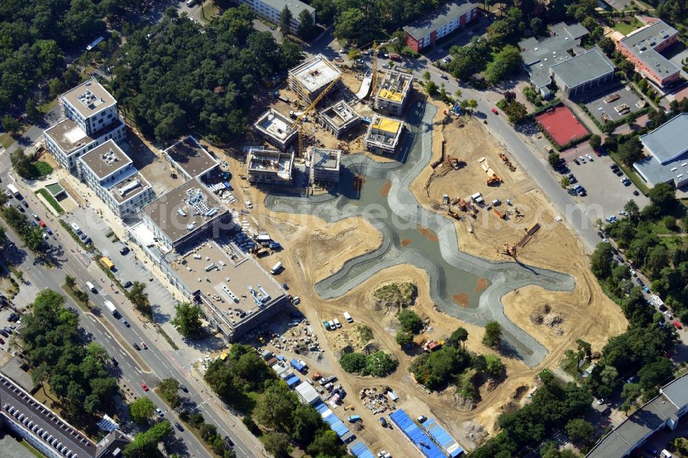 Aerial photograph Berlin Dahlem - Building construction residential complex Five morning Dahlem Urban Village of STOFANEL group in Berlin