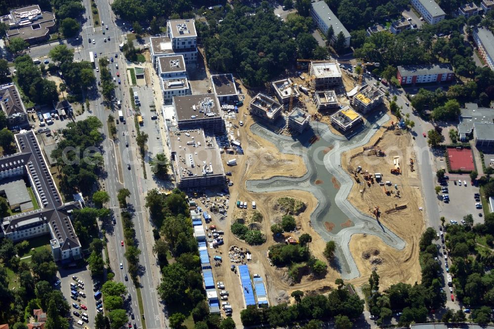 Berlin Dahlem from above - Building construction residential complex Five morning Dahlem Urban Village of STOFANEL group in Berlin