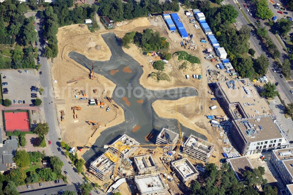 Berlin Dahlem from the bird's eye view: Building construction residential complex Five morning Dahlem Urban Village of STOFANEL group in Berlin