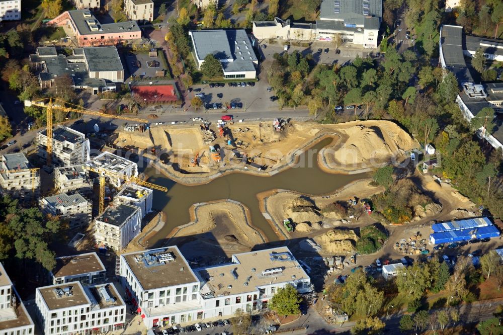 Berlin from the bird's eye view: Building construction residential complex Five morning Dahlem Urban Village of STOFANEL group in Berlin