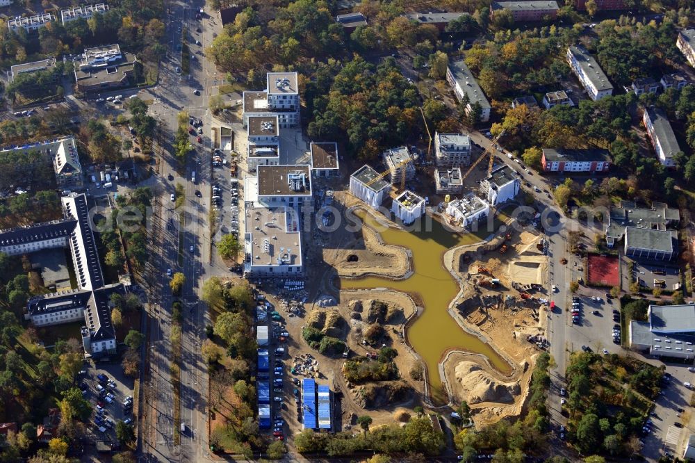 Berlin from above - Building construction residential complex Five morning Dahlem Urban Village of STOFANEL group in Berlin